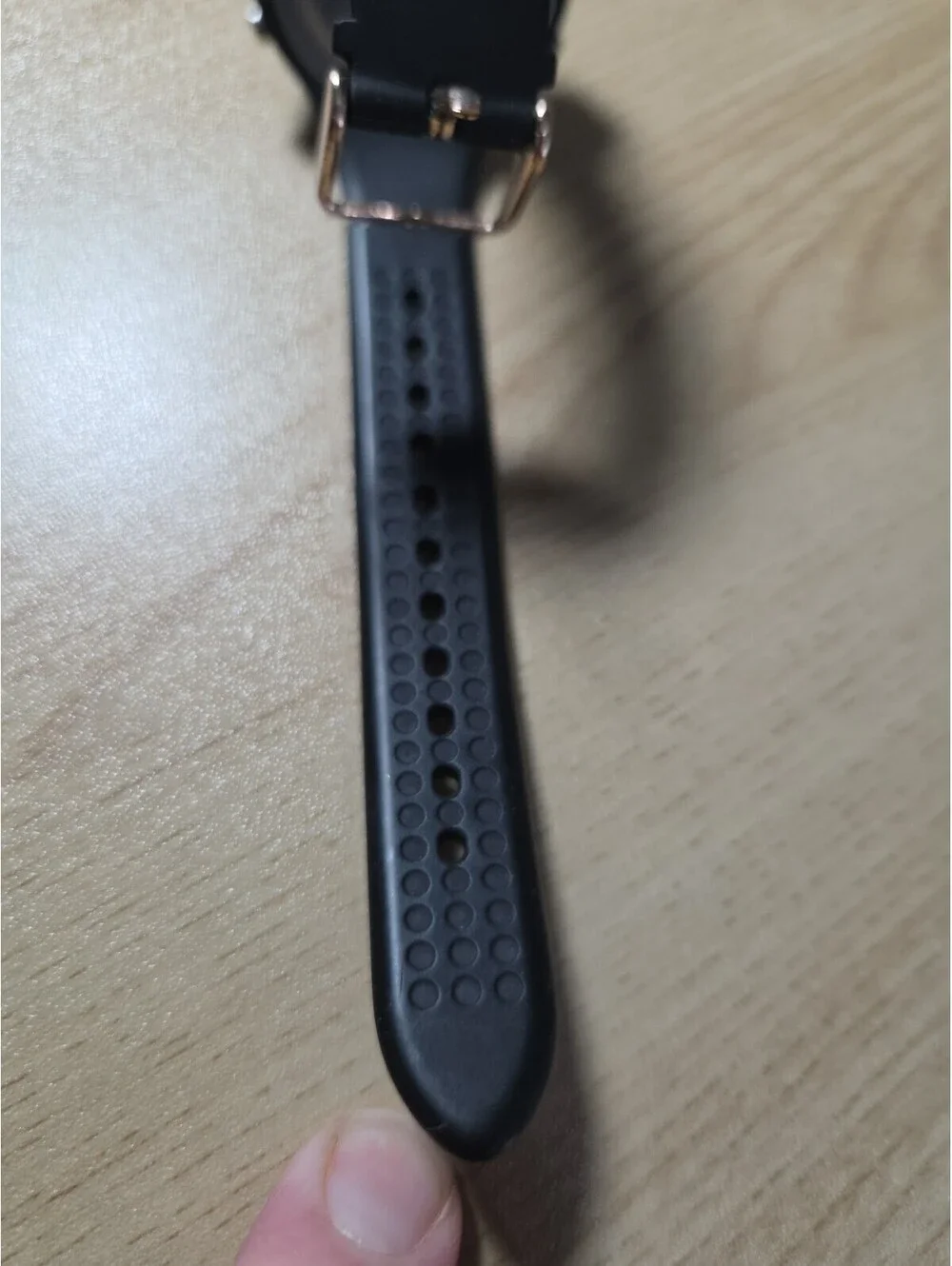 Ladies Aeropostale Round Rose Gold Tone Black Poly Strap Digital Watch